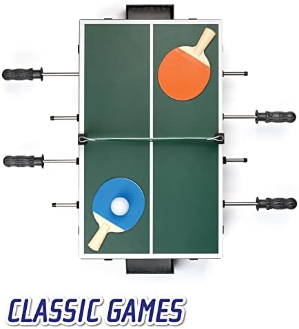 Toyrific | Powerplay 3 in 1 Top Games, Multi Game Table Set, Mini Football, Hockey and Table Tennis, Pool Tables Sport, One Size