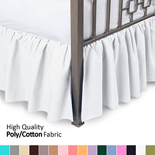 Ruffled Bed Skirt with Split Corners - Twin, White, 21 Inch Drop Bedskirt