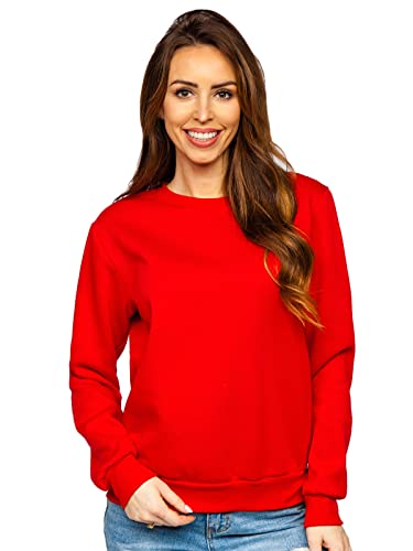 BOLF Damen Sweatshirt Pullover ohne Kapuze Basic Langarmshirt Top...