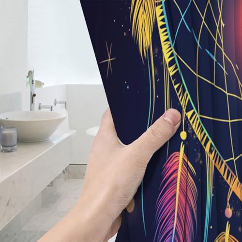 Rideau de douche 150x180 cm polyester imperméable style bohème cœur - 5