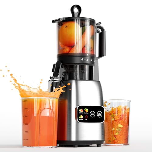 Juicer Machines, 5.4' Extra Large Feed Chute Cold Press Juicer, Juice Maker Extractor Machine with Touch Screen, Slow Masticating Juicer for Whole Vegetables & Fruits, High Juice Yield, Easy to Clean