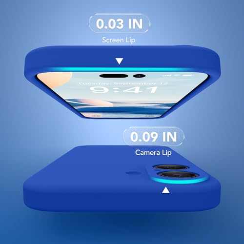 Image of Magnetic for iPhone 16 Case, Compatible with MagSafe, [Screen Protector + Full Camera Protection], Silicone Shockproof Anti-Scratch Protective Phone Case for iPhone 16 6.1 inch, Klein Blue