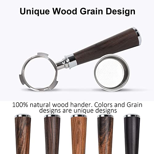 Image of 51mm Bottomless Portafilter 3 Ears, YMWVH Professional Espresso Portafilter 51mm for De-longhi EC680, EC685 & EC885 Espresso Machine, Stainless Steel Basket and Blackwood Handle