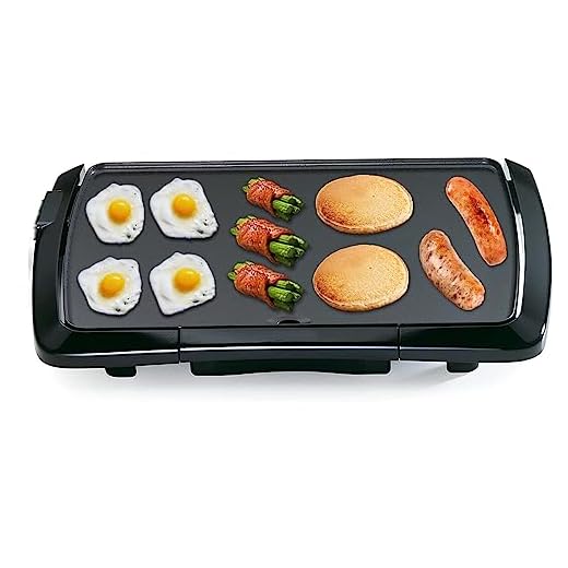 Large Electric Griddle Nonstick - Cooking Griddles for Pancakes, Burgers, Eggs, Beef, Removable Temperature Control, Dishwasher Safe, Black