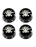 Metallor Electric Guitar Top Hat Knobs Speed Volume Tone Control Knobs Compatible with Les Paul LP Style Electric Guitar Parts Replacement Set of 4Pcs White Skull Head.