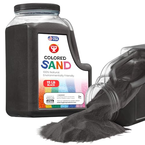 Image of Hygloss Colored Sand for Crafts - 15 lb Bottle, Black - Vibrant Colorful Fine Sensory Play Sand Art Kits for Kids - Classroom Activities for Children 3 4 5 6 7 8 9 10 11 12 - Safe for Ages 3+
