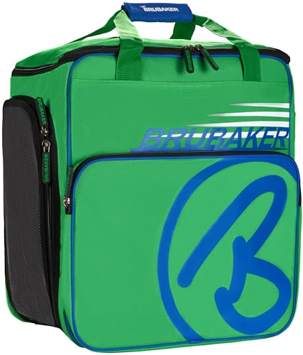 BRUBAKER Skischuhtasche Helmtasche Skischuhrucksack Super Champion Grün Blau - Limited Edition -