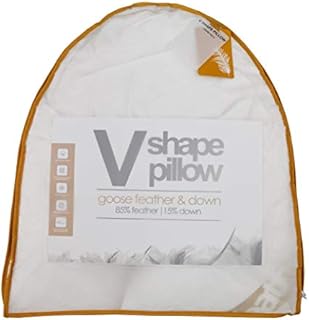 BEDWAY - Goose Feather and Down Orthopaedic V Shaped Pillow with Down Proof Cotton Cambric Fabric, Machine Washable