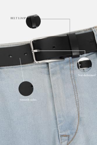 Image of Louis Philippe Men's 100% Italian Leather Shiny Nickel Buckle Formal Profile Belt