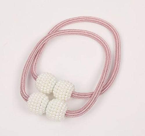 Megachest 2 Pcs Magnetic PEARL Curtain Tiebacks Curtain Clips Rope Holdbacks Curtain Holder Buckles 15 COLORS (PINK) - Image 4