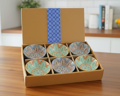 Ceramic Bowl Set of 6 (280 ml) | Mandala Printed Serving & Snack ...