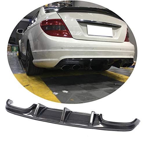 Jun-star Carbon Fiber Rear Bumper lip Diffuser fits for Mercedes Benz C Class W204 C63 AMG Sedan 2008-2011 Lower Chin Spoiler Splitter Bodykit