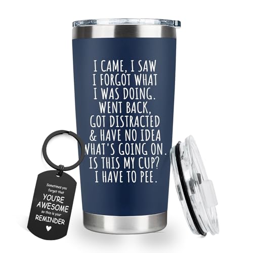 I Came I Saw I Forgot Coffee Mug – Sarcastic Over the Hill Gag Gifts for Elderly, Old People, Retirement, 50th 65th Birthday for Women & Men, Funny Travel Mugs Tumbler 20 Oz for Her, Grandpa, Grandma