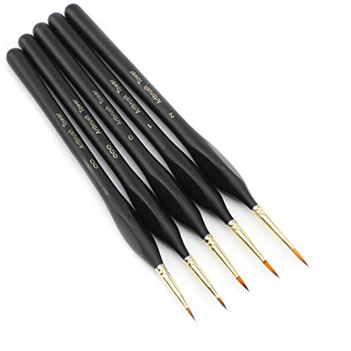 Micro Detail Paint Brush Set - Triangular Wooden Handle, 5 Size Miniature Paint Brush For Artists, Modellers, Enamel, Warhammer 40K #TOP1