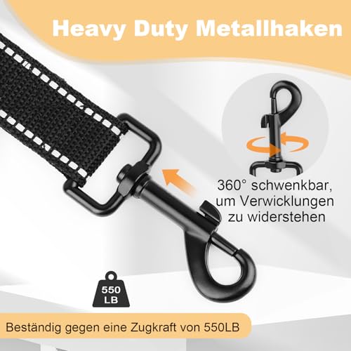 Reflektierende Hundeleine mit weichem, Lead for Dog gepolstertem Griff für das Training, Führleine für große und mittelgroße Hunde, 5m/10m/20m/15m/30 m 1 Zoll breit, SCHWARZ (5mX 2.5cm)