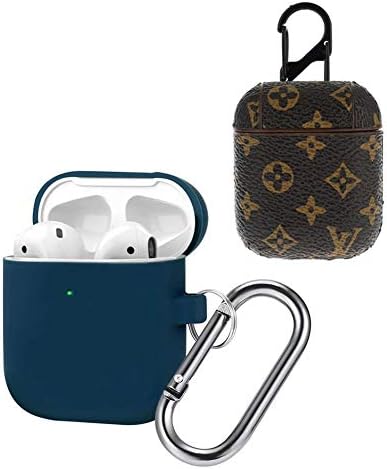 Merfashion Silicone Airpods Case Cover, 3D Cute Cartoon Kawaii Hard Protective Shockproof Case Cover for Apple Airpods 1 & 2 Charging Case, 2Pcs(Classic Logo-1)