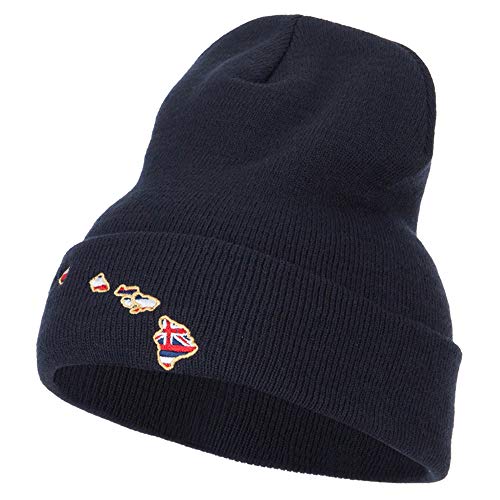 Image of e4Hats.com Hawaii Map State Flag Embroidered Long Beanie