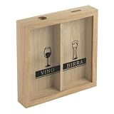 Caja Colectora de Madera para Corchos de Vino y Chapas de Cerveza, 28.2 x 5.7 x 28.2 cm