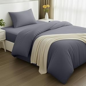 Utopia Bedding Beddengoed set - Geborsteld Microvezel Polyester - Dekbedovertrek (135x200cm), Hoeslaken (90x190cm) met Kussensloop (50x75cm), Grijs