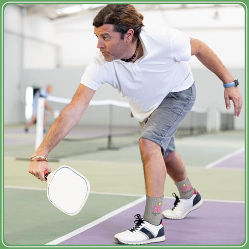 4 Pairs Dink Ball Crew Sock for Men Performance Athletic Multiple Designs Colors Novelty Cotton Socks Sports Gift for Running Sports Accessories Dink Ball Lovers4