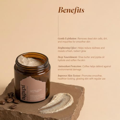 Image of Agapi Sikkim Bermiok Coffee Scrub 100gm | Handcrafted | Sustainable | Luxurious | Exfoliating Power | Rich in Antioxidants | Invigorating Scent | Suitable for all Skin Types | Eco-Friendly Packaging | Cruelty-Free | Cellulite Treatment | Natural Skin Btrightening