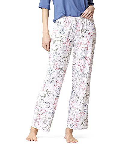HUE Women's Printed Knit Long Pajama Sleep Pant, Gardenia-Friends Forever, X-Large