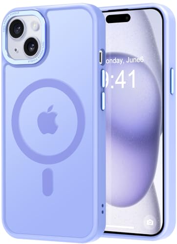 Thomo Upgraded Magnetic for iPhone 15 Plus Case [Compatible with Magsafe] [Mil-Grade Protection], Pocket-Friendly, Slim Translucent Phone Case Cover for iPhone 15 Plus 6.7", Light Purple