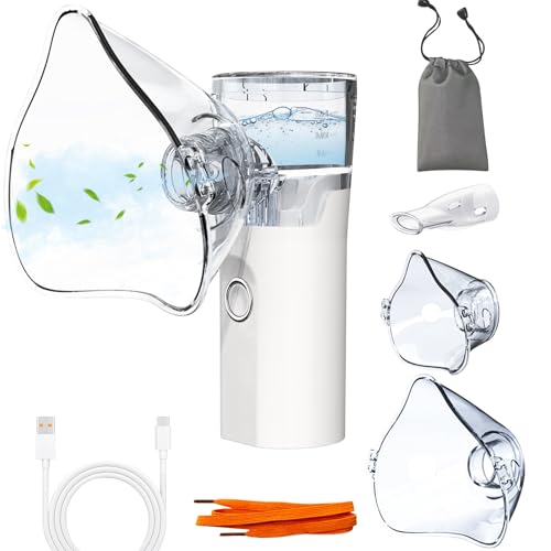 Nebulizador para Adultos, Nebulizador Portátil Recargable para Adultos y Niños, Niños Silencioso para Bebe, 2 Máscaras y Boquilla inhalador Portatil Adecuado para en Casa y de Viaje