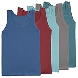 SGS 5er Pack Unterhemden Jungen 140 Unterwäsche Unterhemd 134 Jungen Tanktop 134 140 Grau Blau Rot Uni