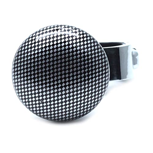 Aicars Car Steering Wheel Spinner Knob Abs Head Metal Ring Carbon Fiber Pattern #TOP4