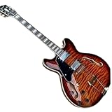 Guitarra eléctrica Jazz Hollow F-Hole para zurdos, guitarra acústica de cuerda de acero