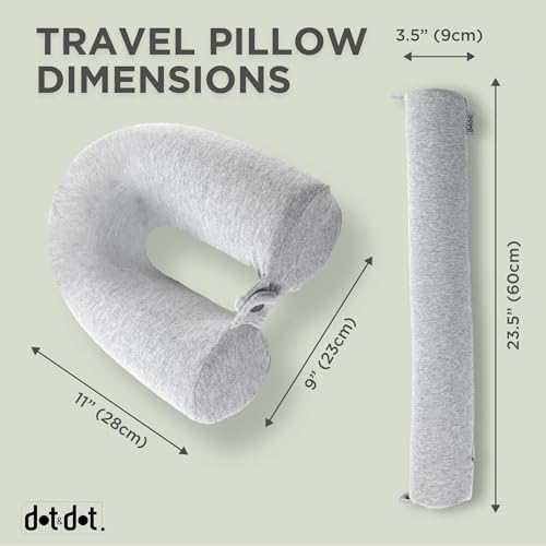 Dot&Dot Twist Memory Foam Kids Travel Pillow for Airplanes - Neck Pillows for Travel, Sleeping - Airplane Pillow for Neck Support, Chin, Lumbar, Leg - Adjustable Neck Pillow for Car Seat