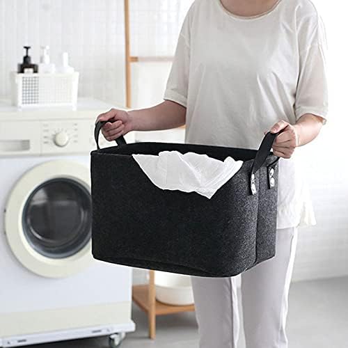 2 Piece Felt Fabric Baskets, Toy Organiser Cube, Felt Storage Box, Foldable, with Two Handles, for Clothes, Towel, Toiletry, Baby Products, Books