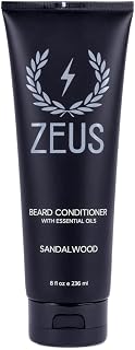 ZEUS Sandalwood Beard Conditioner Wash - 8oz Deep Hydration Softener with Aloe Vera, Green Tea & Natural Oils | Made in USA