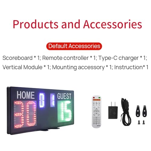 Marcador electrónico digital para baloncesto y fútbol, con control remoto, de 6 dígitos, para entrenamientos y eventos deportivos miniatura 5