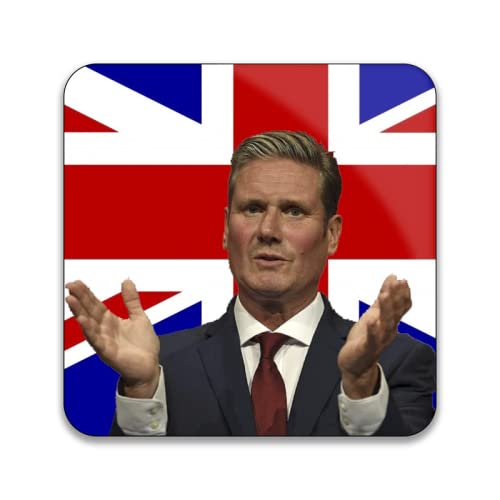 Gift Insanity Keir Starmer Clapping In Front Of The Union Jack Pack Of 10 Square Stickers - 55Mm X 55Mm