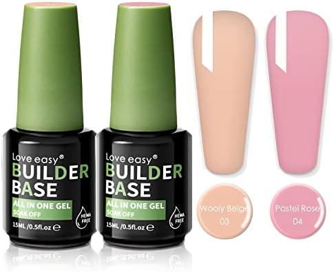 Love easy Hema Free Builder in a Bottle Extension Repair Nail Gel- 2PCS 0.5oz Sheer French Neutral Pink Beige Peach Builder Base Nail Gels, Soak Off Builder Gel Strong Gel for Sculpting Nail Extension and Strengthening Natural Nails Nails Repair Nails ,Less Chance For Allergic Reactions