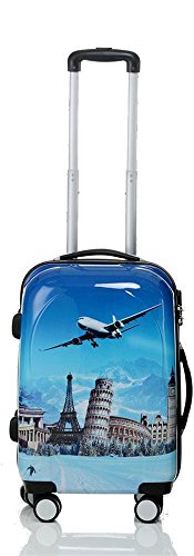 Reise Koffer Trolley mit Polycarbonat ABS Hartschale und Motiv BB (2: 45 Liter - Gr. M, Flugreise)