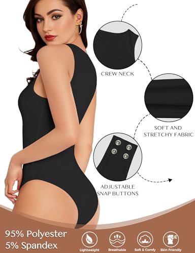 yogingo women39s crew neck sleeveless bodysuits racerback halter tank top body suits for womens sexy going out leotards