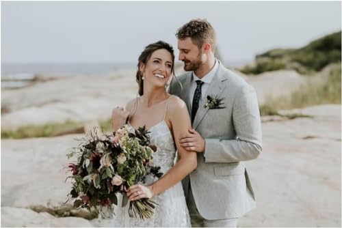 Netsky 2 Piece Linen Suits Mens Casual Linen Suit for Summer Beach Wedding Formal Business Suit Blazer Jacket Pants2