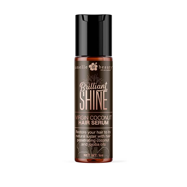 Janelle Beauty Brilliant Shine Virgin Coconut Hair Serum â€“ Natural, Heat-Activated Straightening Emollient with Grapeseed, Coconut, & Jojoba Oil for Smooth, Straight Hair without Chemicals â€“ 1 fl oz
