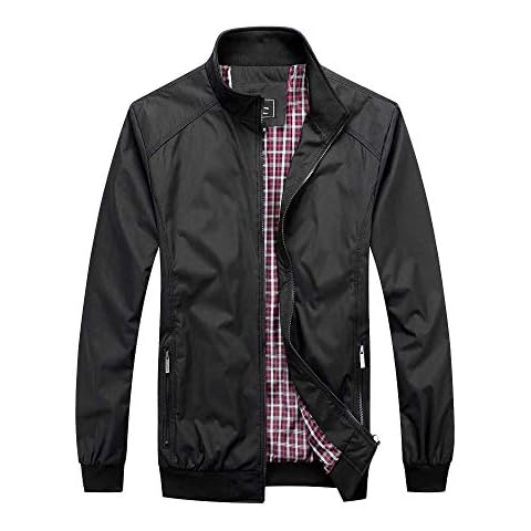 Mens Harrington Jacket Bomber Sports Smart Casual Midweight (Black, XL) Cover