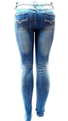 Juniors Blue Denim Jeans Skinny Ripped Distressed Stretch Pants FIT Size 13/153