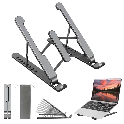 Genérico Altura Soporte para Portátil y Tablet, 8 Ángulos Ajustables, Plegable, Compatible con Macbooks y portatites 10-15.6 Pulgadas, Refrigeración Mejorada, Base Elevadora para Mesa.