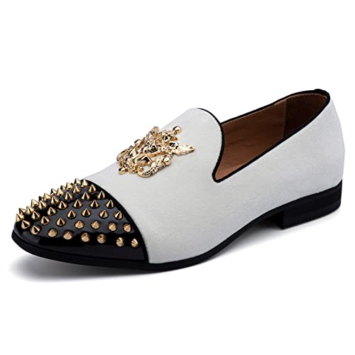 Image of Meijiana Mens Velvet Loafers Dress Shoes with Metal Embellishments Party Luxury Loafer Shoes