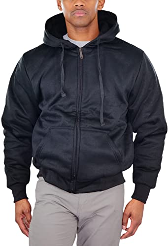 Image of ToBeInStyle Men's Polar Fleece Long Sleeve Zip Up Kangaroo Pocket Cold Weather Hoodie Jacket