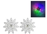 Sass Chick LED Sun/Star Pasties Light Up Reusable W/Bright Colors Pink, Purple, Blue & Green - 4 PLUS Uses - Rhinestone Pasties, Glow, Nips, Nipple Covers Sexy
