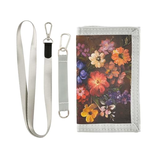 FOLIOSA Kids Wallet for Boys Girls Vintage Florals Print Youth Wallet with Zipper Pocket Card Holders, Novelty Wallet 4.9×2.9 in