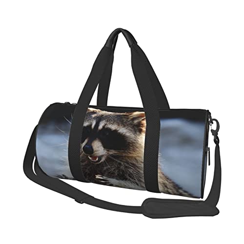 Sac de voyage rond raton laveur noir taille unique pour sport et weekend