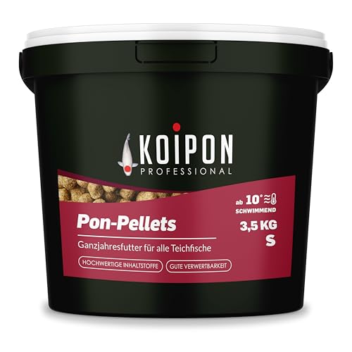 KOIPON Pon-Pellets 3mm 3,5 kg, Fischfutter für Teichfische, Ganzjahresfutter schwimmend, Teichfutter, als Koifutter und Goldfischfutter geeignet
